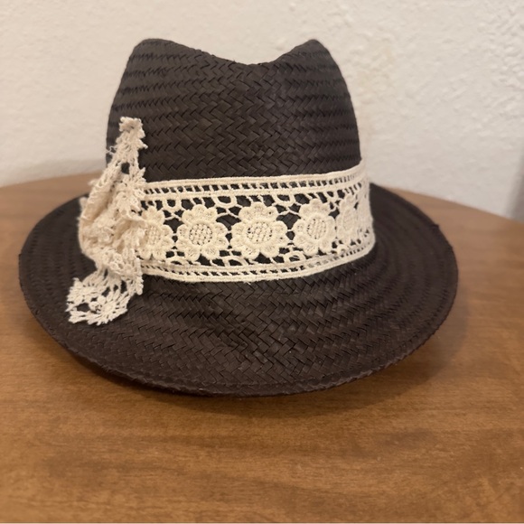San Diego Hat Company Brown Fedora with Cream Lace - Picture 2 of 5
